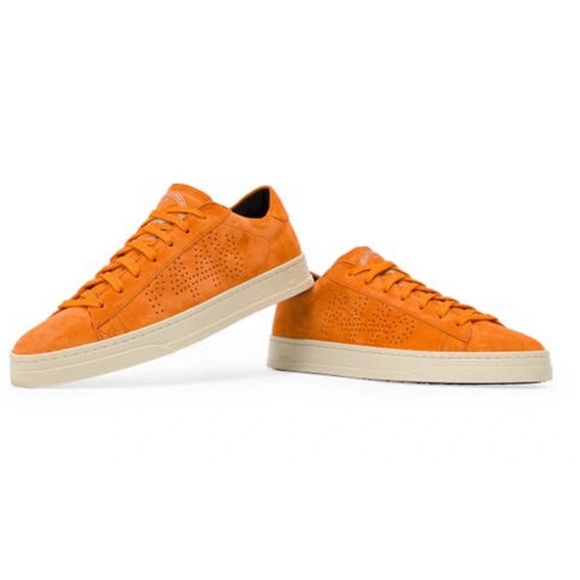P448 Jack Trainers Low Top Sneakers Italian Leather Suede Italy in Orange - Picture 2 of 11